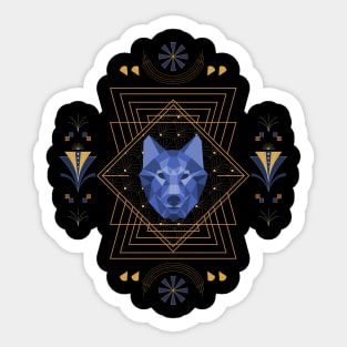 Art Deco Abstract Wolf - Vintage Geometric Animal Design Sticker